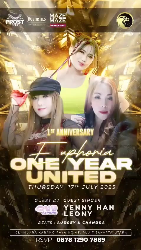 GRAND EAGLE CLUB PENJARINGAN JAKARTA - EUPHORIA ONE YEAR UNITED (YENNY HAN, LEONY, OVY KIRANA)