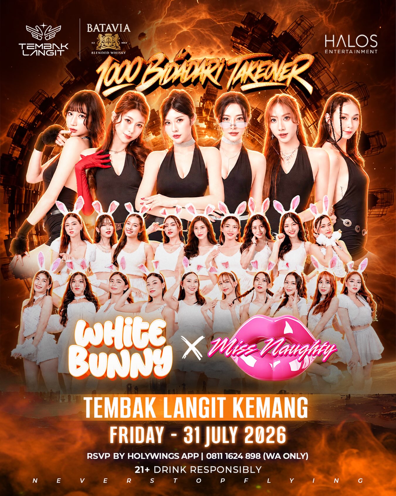 TEMBAK LANGIT CLUB KEMANG - 1000 BIDADARI TAKEOVER (WHITE BUNNY X MISS NAUGHTY)