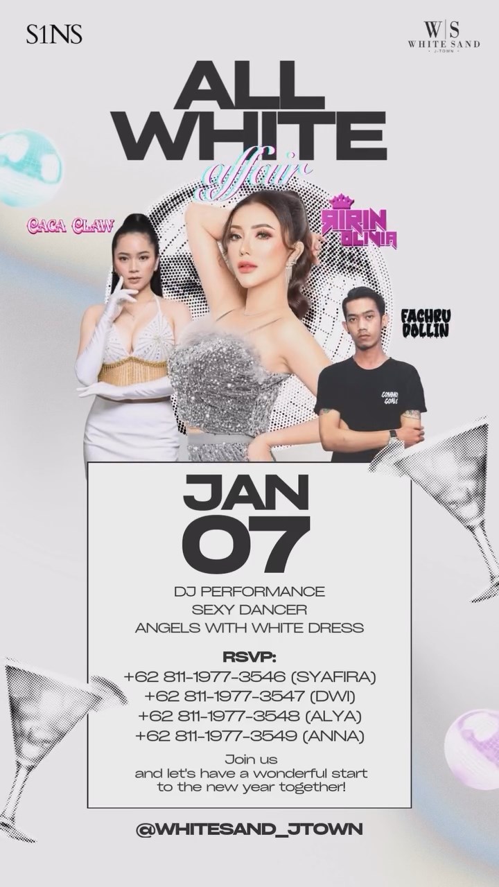 WHITE SAND KELAPA GADING JAKARTA - ALL WHITE AFFAIR (RIRIN OLIVIA, CACA CLAW, FACHRU DOLLIN)
