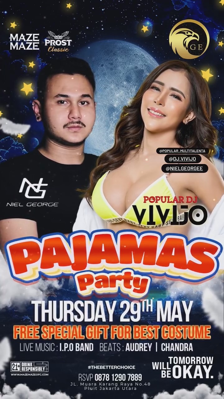GRAND EAGLE CLUB PENJARINGAN JAKARTA - PAJAMAS PARTY (VIVIJO & NIEL GEORGE)
